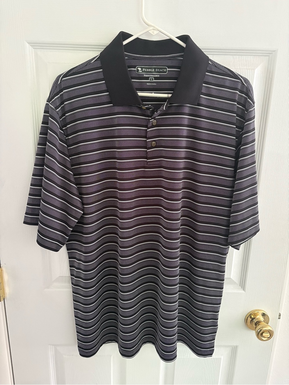 Pebble Beach Men’s Black & Gray Striped Polo